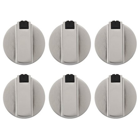 Spisknoppar, ugnsknopp 6 st, zinklegering 6 mm universal silver spisstyrningsknoppar adaptrar ugn omkopplare