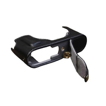 Ægte læder kamera bund etui til Leica M11, Anti-drop Half Body Cover - Sort -Sy -Sy