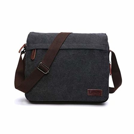 Herre Messenger Bag, Canvas Skuldertasker, 13,3" Laptop Tasker til Arbejde og Skole, Cross-Body Tasker.(SORT)