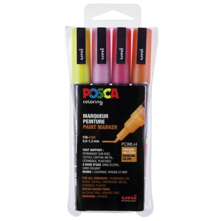 Posca PC-3M Glitter Red tones - Set of 4
