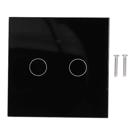 Type 86 2-veis Smart Bryter Berørings Stemmestyrt Husholdnings Kondensatorfri Bakgrunnsbelyst Bryter for Zigbee Tuya (Svart)