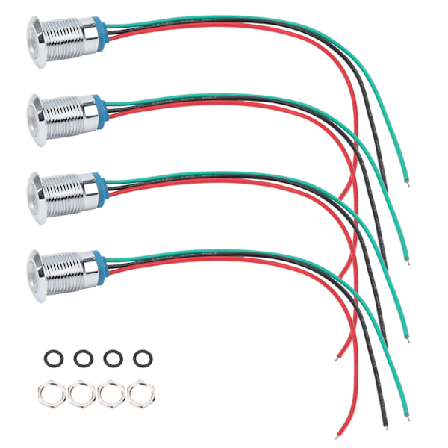 4 sett indikator LED-lys vanntett felles anode industrielle kontrollkomponenter 12mm 110-220V rød og grønn