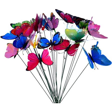 50 stykker hage sommerfugler fargerike hage øyenstikkere på pinne