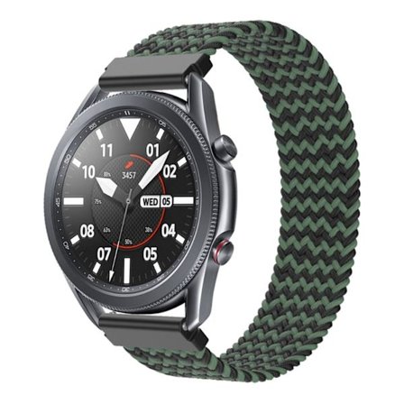 Samsung Galaxy Watch 3 (45 mm) klockarmband i elastisk nylon - Svart / Grön Storlek: Xs