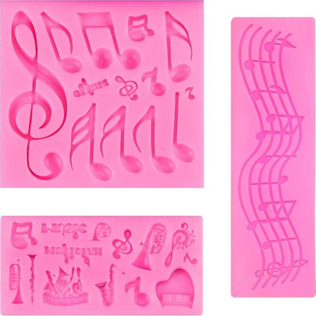 3 stk. Musikknoter Fondantform Musikknoter Blonder Matte Silikon Musikk Godteri Form Til Kakedekorasjon