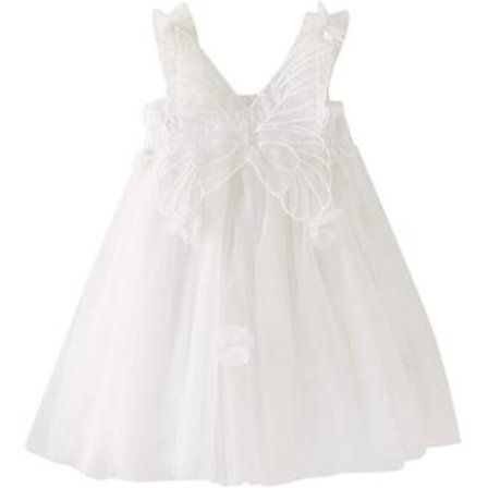 Småbarn Jenter Ermeløs Sommerfuglvinge Kjoler Fe Tulle Kjole Barn Dansefest Prinsesse Kjoler (110cm Hvit)