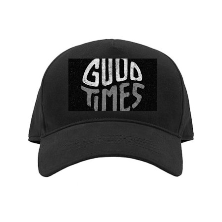 Kasket Minimalistisk typografisk illustration med håndtegnet hvid tekst på sort baggrund, rå og enkel design med stærk kontrast