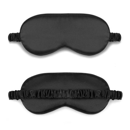 Soft Sleep Worm Eye Mask i Silk Flight Travel - Sort