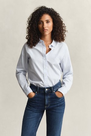 GANT Damen Regular Fit Classic Popeline Hemd mit Streifen (36) Hellblau