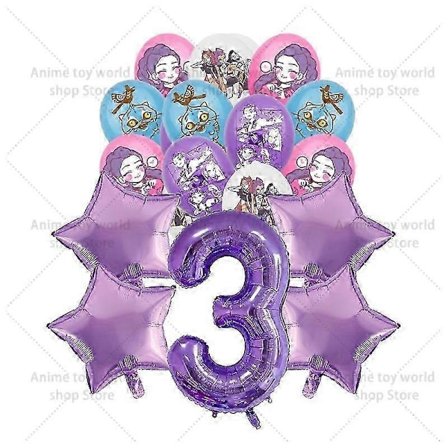 KPop Demon Hunters Fødselsdagssæt til Børn - Tallerkener, Krus, Balloner, Kagedekoration, Duge Borddekorationer 21 stk. NO.3