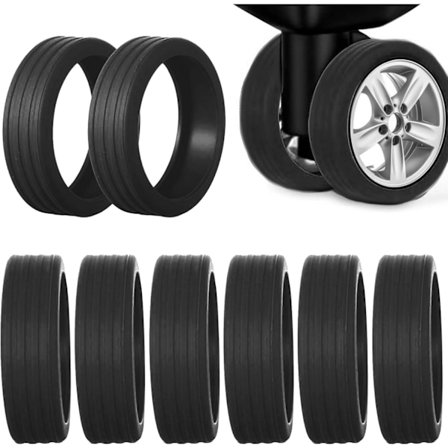 8 stk. Silikone Kuffert Hjul Beskyttelses Covers Reducerer Stramhed til Rejsebagage (Sort)