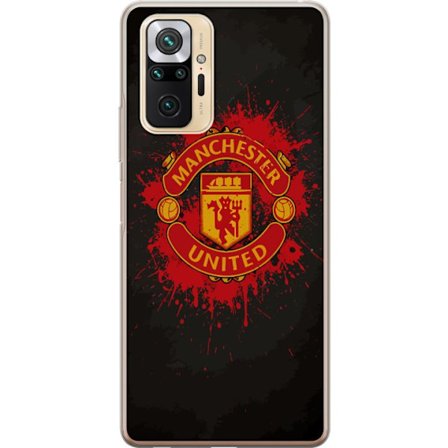 Kompatibelt Mobildeksel til Xiaomi Xiaomi Redmi Note 10 Pro Manchester United logo i rød og gul farge med røff sportslig bakgrunn