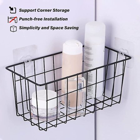 Förvaringskorg för badkar och dusch, vägghängd järnkorg