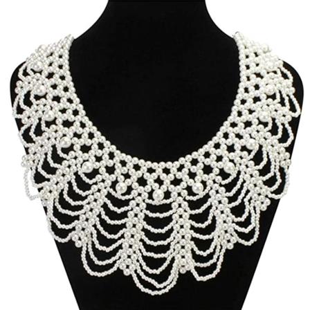 Naisten Ylellinen jäljitelmä helmihelmi Bib Choker kaulakoru kukka terälehti korut koristeellinen puku mekko Irrotettava väärennetty kaulus Dicky 