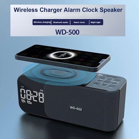 New Bluetooth Speaker Radio with Wireless Charging Dual Alarm Clock Digital FM