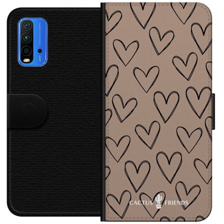 Yhteensopiva Lompakkokotelo Xiaomi Xiaomi Redmi Note 9 4G Cactus and Friends - Earthy Sketch Hearts