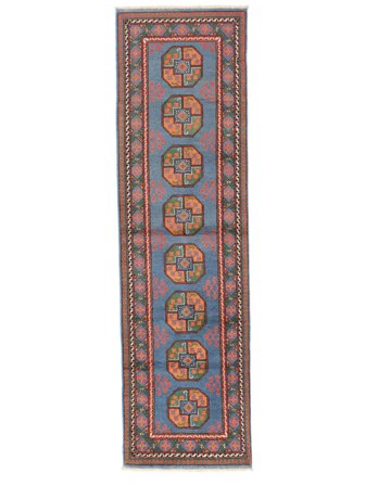 Annodato A Mano Afghan Fine Tappeto 85X295 Di Lana Rosso Scuro/Marrone Piccolo