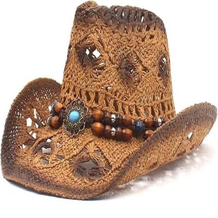 Hålur flettet cowboyhatt sommer strand cowboyhatt dame vestlig solhatt knusbar Boho flettet cowboyhatt