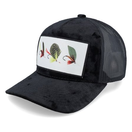 Skillfish - Black trucker Czapka Z Daszkiem - Fishing Flies Velvet Black Trucker @ Hatstore