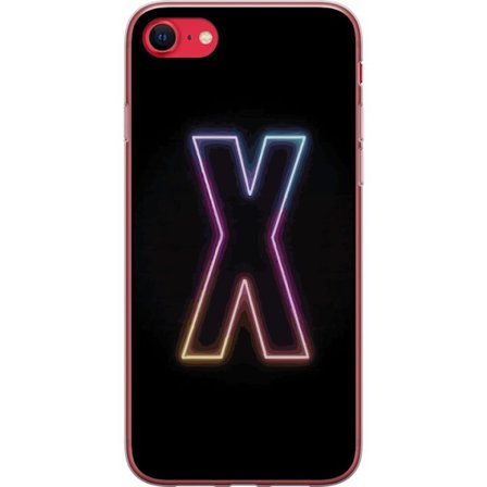 Yhteensopiva Puhelinkuori Apple Apple iPhone 7 Neonkirjain X voimakkaissa väri vaihteluissa mustaa taustaa vasten, voimakas typografinen suunnittelu