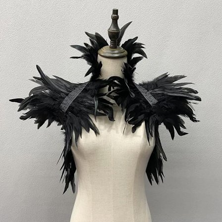 Natural Feather Shrugs Sjal För Kvinnor Cosplay Svart Halloween Lyx Fjäder Shoulder Wraps Sexig Punk Gothic Feather Scarves