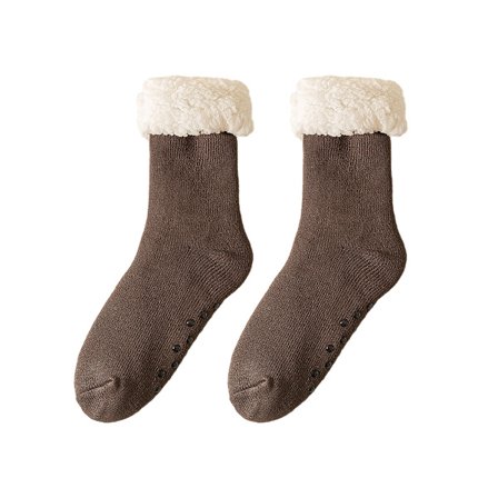 Slippersokker med skridsikre dutter, bløde, komfortable, fuzzy fleeceforede sokker til kold vinter