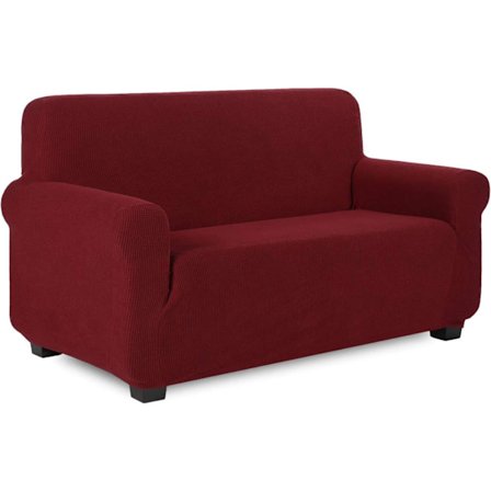 TIANSHU Enkelsoffa Överdrag, Jacquard Stretch Stretch Soffa Överdrag med Armstöd Soffa Överdrag Dekoration för Vardagsrum Sovrum(Enkel, Mörkröd)