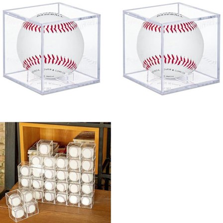 2 stk Pakke Baseball Utstillingsboks Akryl Utstillingsboks Støvtett Oppbevaringsboks Signert Baseball Utstillingsboks Baseball Suvenir Utstillingsboks