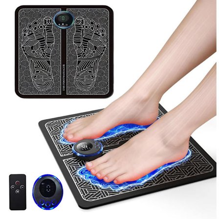 Sähköinen jalkahierontalaite – EMS-jalkahierontamatto kaukosäätimellä, verenkiertoa parantava, edistää verenkiertoa ja lievittää lihaskipuja, USB-