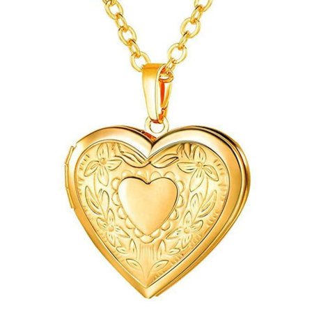 Love Heart Secret Message Medaljong Halsbandshänge guld
