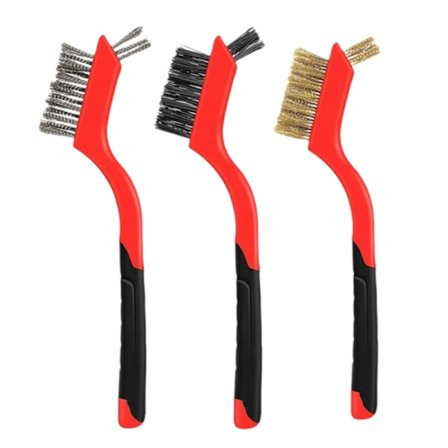 Monipuolinen teräsharjasarja, messinkiharja pintojen puhdistukseen, ruostumattomasta teräksestä valmistettu harja kaarevalla kahvalla ruosteen 