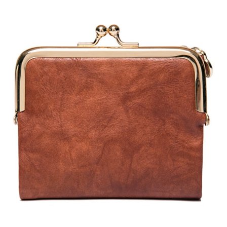 Mini Fashion Dam fyrkantigt kort plånbok Vikbar Multi-slot Dragkedja Korthållare Brun