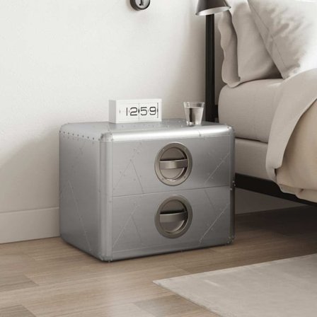 vidaXL Sidobord flygare i aluminium med 2 lådor Vintage luftfartyg