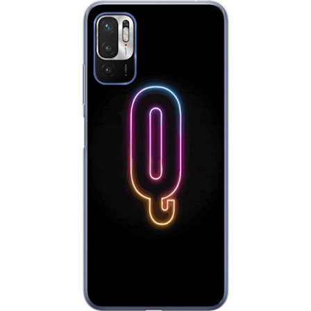 Kompatibelt Mobildeksel til Xiaomi Xiaomi Redmi Note 10 5G Minimalistisk neonbokstav Q i skinnende farger mot mørk bakgrunn
