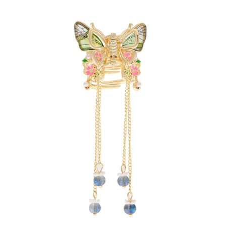 Sommerfugl hårklemmer, guld metal hårklo, perle hårklemmer, til kvinder, metal kæbeklemme, stærkt hold, 1 stk.