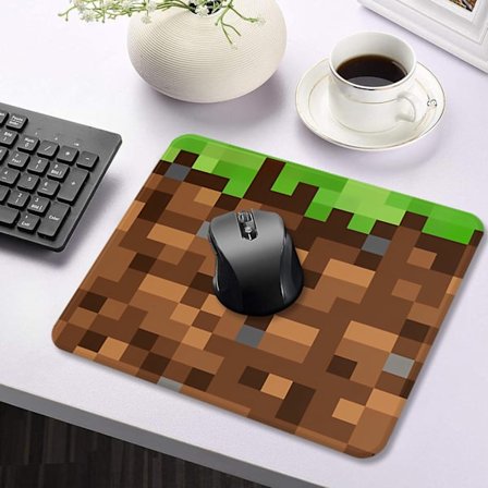 Minecraft Gressblokk Musematte - Pikselstil Gaming & Kontorpultmatte 25x29cm