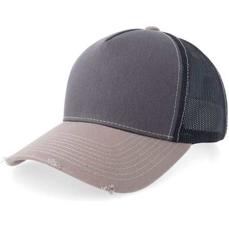 Equip - Distressed Charcoal/Black/Dark Grey Pigment Wsh A-frame Trucker Trucker Grey Cap - @ Hatstore