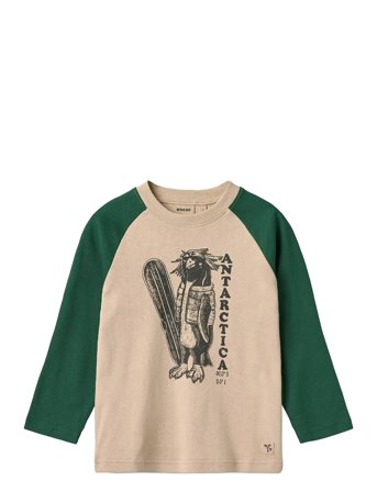 Wheat T-Shirt L/S Rolf - Green - 110