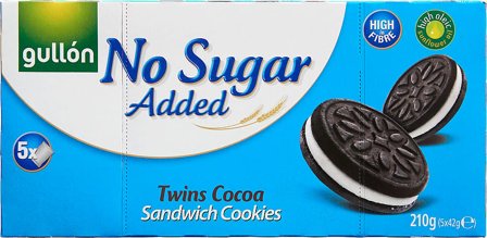 Gullón Twins Cocoa Sukkerfri 120 g, Helse & Madvarer, Brød, Kiks & Kager, Kiks