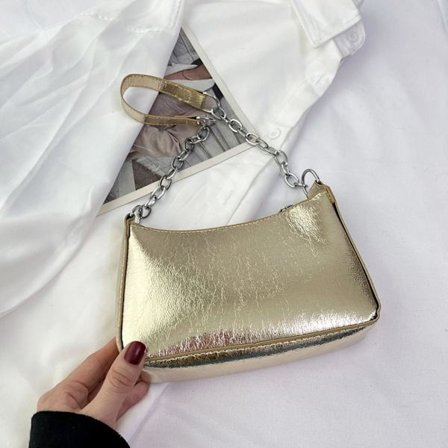 Enkelt Skulder Underarm Taske Lille Firkantet Taske GULD