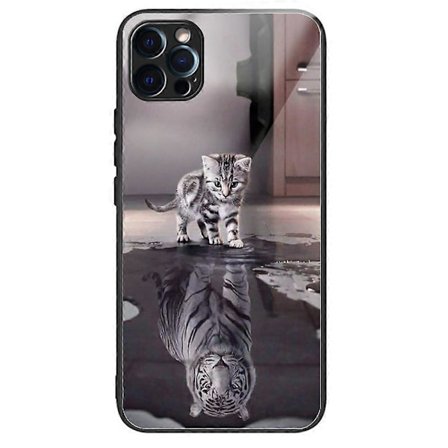 Telefondeksel med mønstertrykk til iPhone 15 Pro, herdet glass bakside + TPU-kant