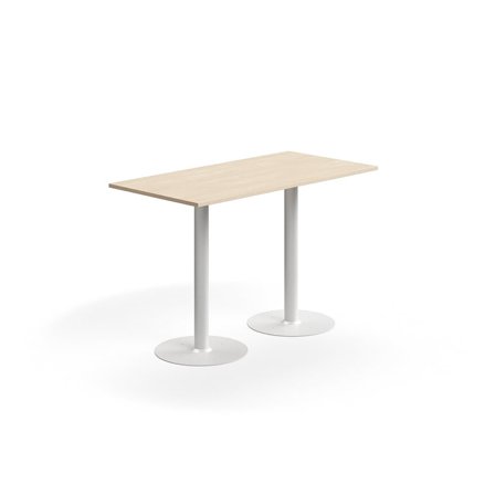 Bar table ALVA, 1400x700x900 mm, floor fixed, high pressure laminate, white/birch