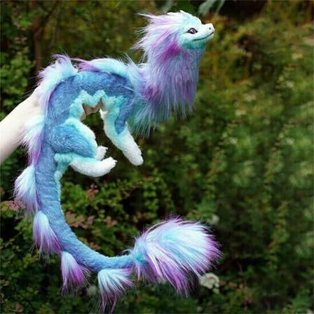 Animal Dragon Plyschdocka Barnleksak Djur Long Mouth Elf blue&purple