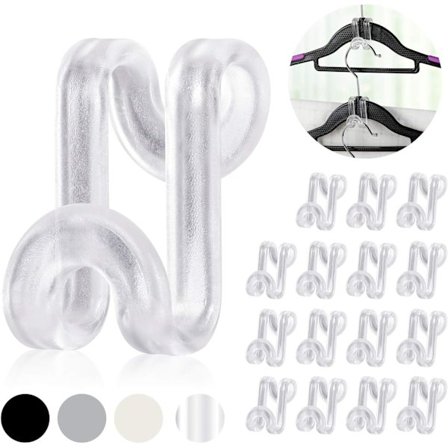 20-pak Connector Hooks til Bøjler, Transparente Stabelbare Tøjstativer med Hooks, Bøjleforlænger Clips Pladsbesparende, til Outfit Organizer