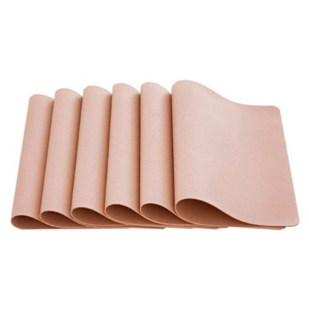 Set med 6 skinnunderlag, varmebestandige bordbrikker, enkle å rengjøre, vanntette bordbrikker for kjøkkenspisebord - rosa
