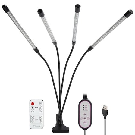 5V 40W LED Vækstlys USB 4 Rør Fuld Spektrum Fyldlys med Chip til Indendørs Planter