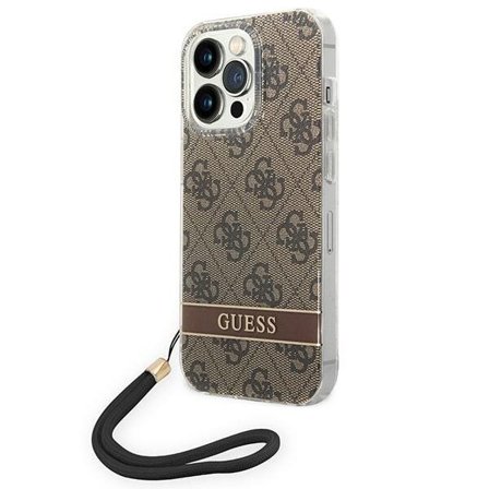 Guess GUOHCP14LH4STW iPhone 14 Pro 6,1 "brun / brun hardcase 4G Print Strap