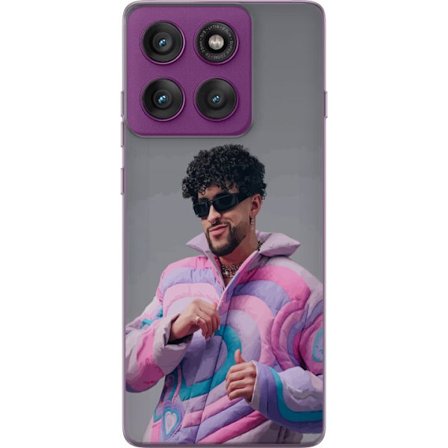 Yhteensopiva Puhelinkuori Motorola Edge 60 Pro Värikäs kuvaus surullisesta sydämestä rannalla palmujen, delfiinien ja auringonlaskun kanssa retro-tait