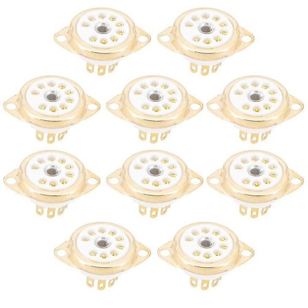10 stk. Keramisk B9a Gullbelagt 9-pins Vakuumrør Sokkel Panel Chassis Mount For Ecc81 Ecc82 Ecc83 El8