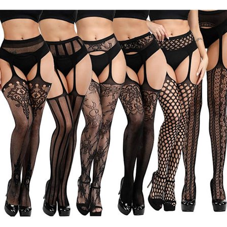 6-pack High Waist Tights Nettstrømper Høye lårsokker